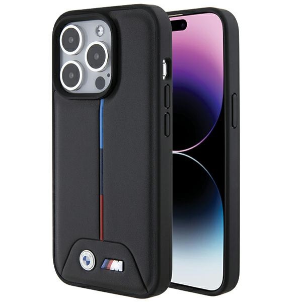 BMW Quilted Tricolor iPhone 15 Pro Suojakuori - musta