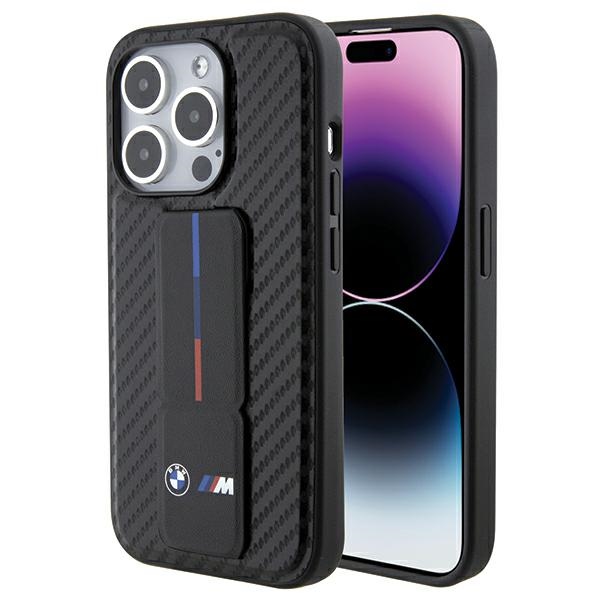 BMW Grip Stand Smooth & Carbon Suojakuori iPhone 15 Pro:lle - musta
