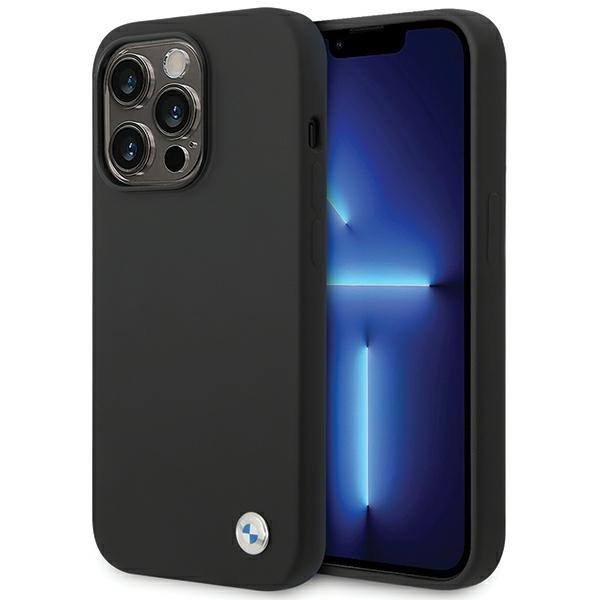BMW Silikoninen Metal Logo Suojakuori iPhone 15 Pro:lle - musta
