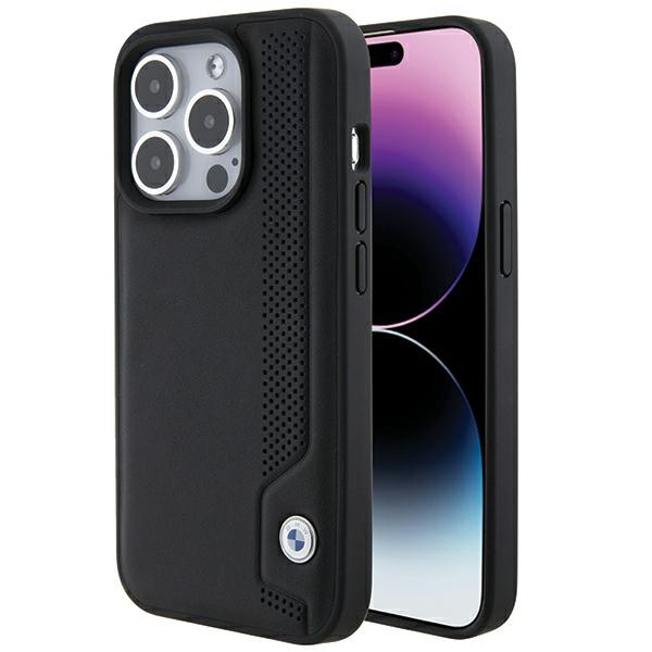 BMW Nahkainen Blue Dots iPhone 15 Pro Max Suojakuori - musta