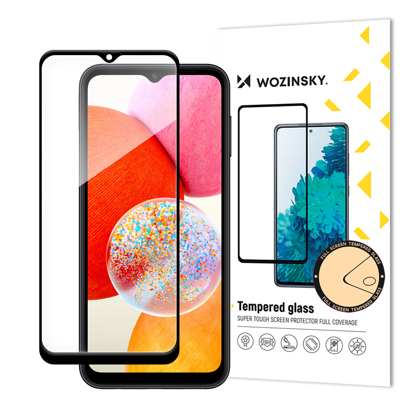 Wozinsky Full Glue Karkaistu lasi mustalla kehyksellä Samsung A15 / A15 5G:lle