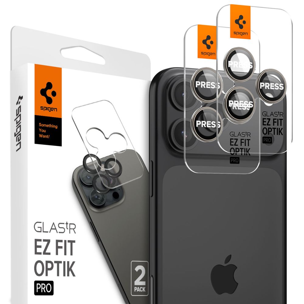 Spigen Optik.tR EZ Fit kameran Näytönsuoja iPhone 14 Pro / Pro Max / 15 Pro / Pro Maxille - Natural Titanium 2 kpl