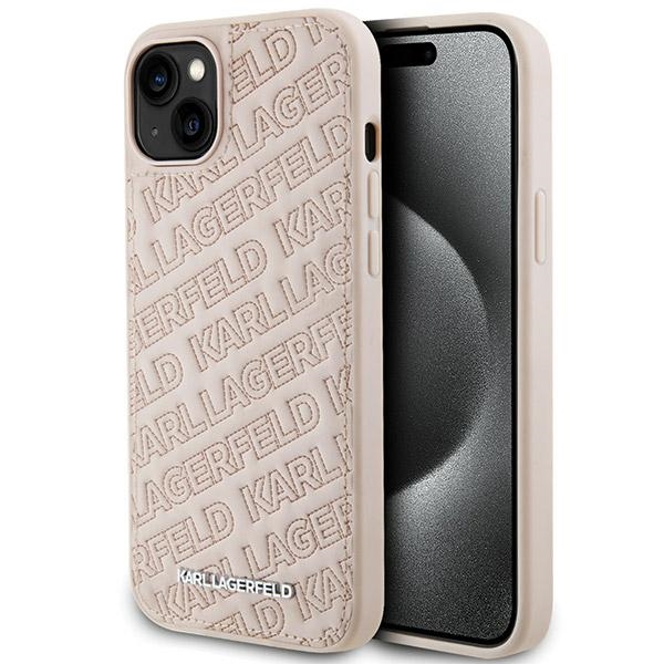 KARL LAGERFELD Suojakuori IPHONE 15 Pluslle KLHCP15MPQKPMP (Quilted Pattern) vaaleanpunainen