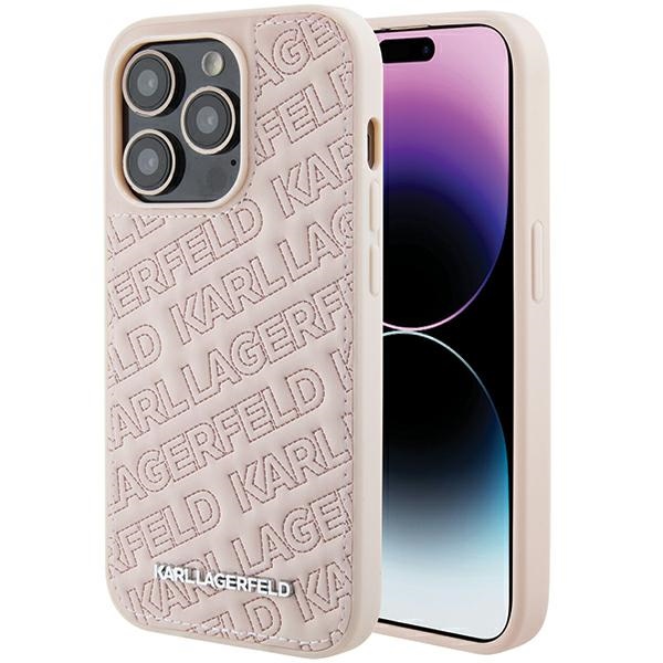 Karl Lagerfeld Quilted K Pattern Suojakuori iPhone 15 Pro Maxille - vaaleanpunainen