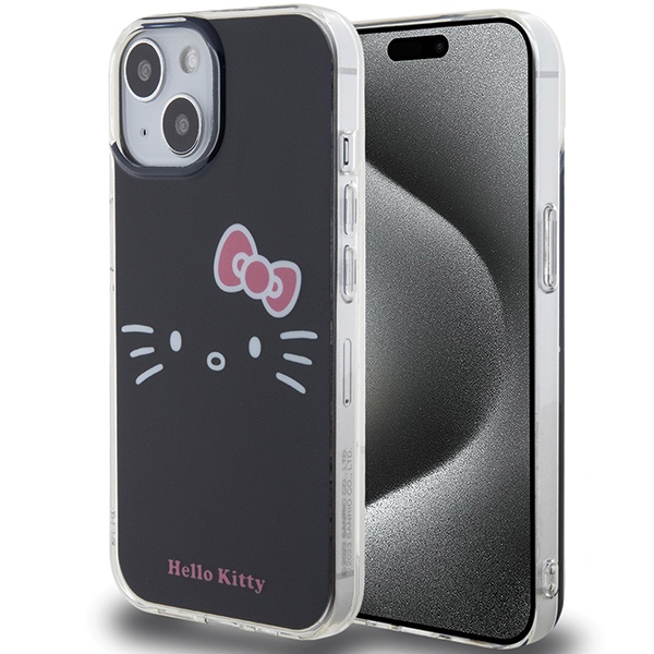 Hello Kitty IML Kitty Face Suojakuori iPhone 15:lle - musta