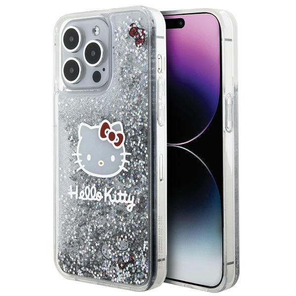 Hello Kitty Liquid Glitter Charms Kitty Head Suojakuori iPhone 15 Pro Max:lle - hopeinen