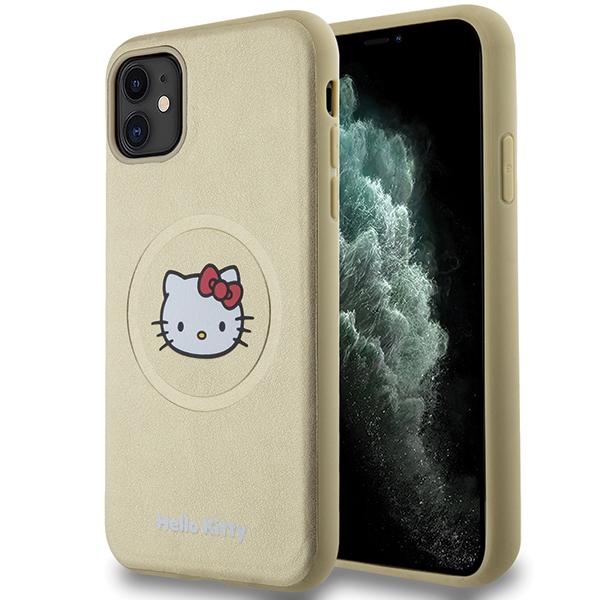 Hello Kitty Nahkainen Kitty Head MagSafe Suojakuori iPhone 11 / Xr:lle - kultainen