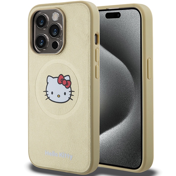 Hello Kitty Nahkainen Kitty Head MagSafe Suojakuori iPhone 13 Pro Max:lle - kultainen