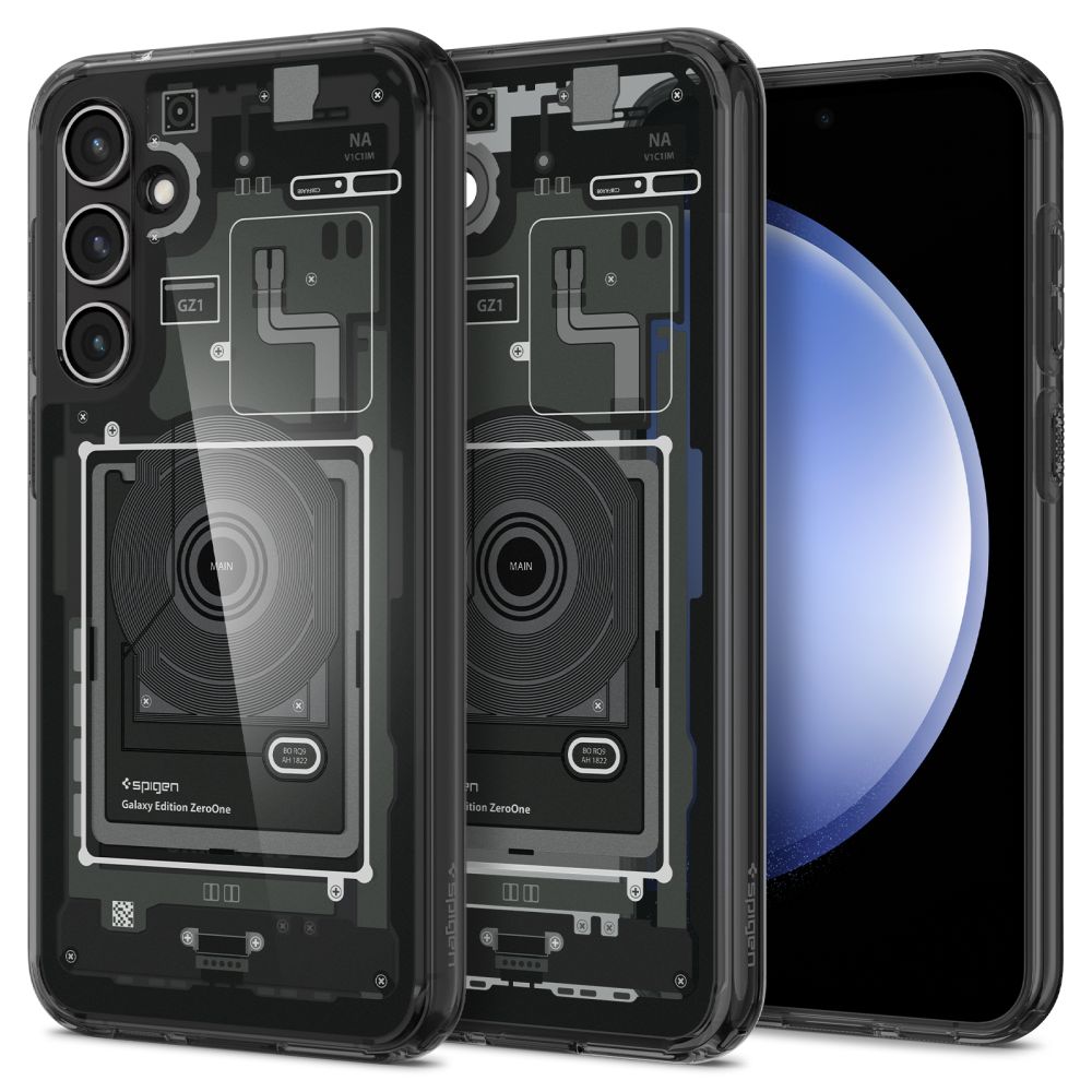 Spigen Ultra Hybrid Suojakuori Samsung Galaxy S23 FE:lle - Dark Gray (Zero One Pattern)