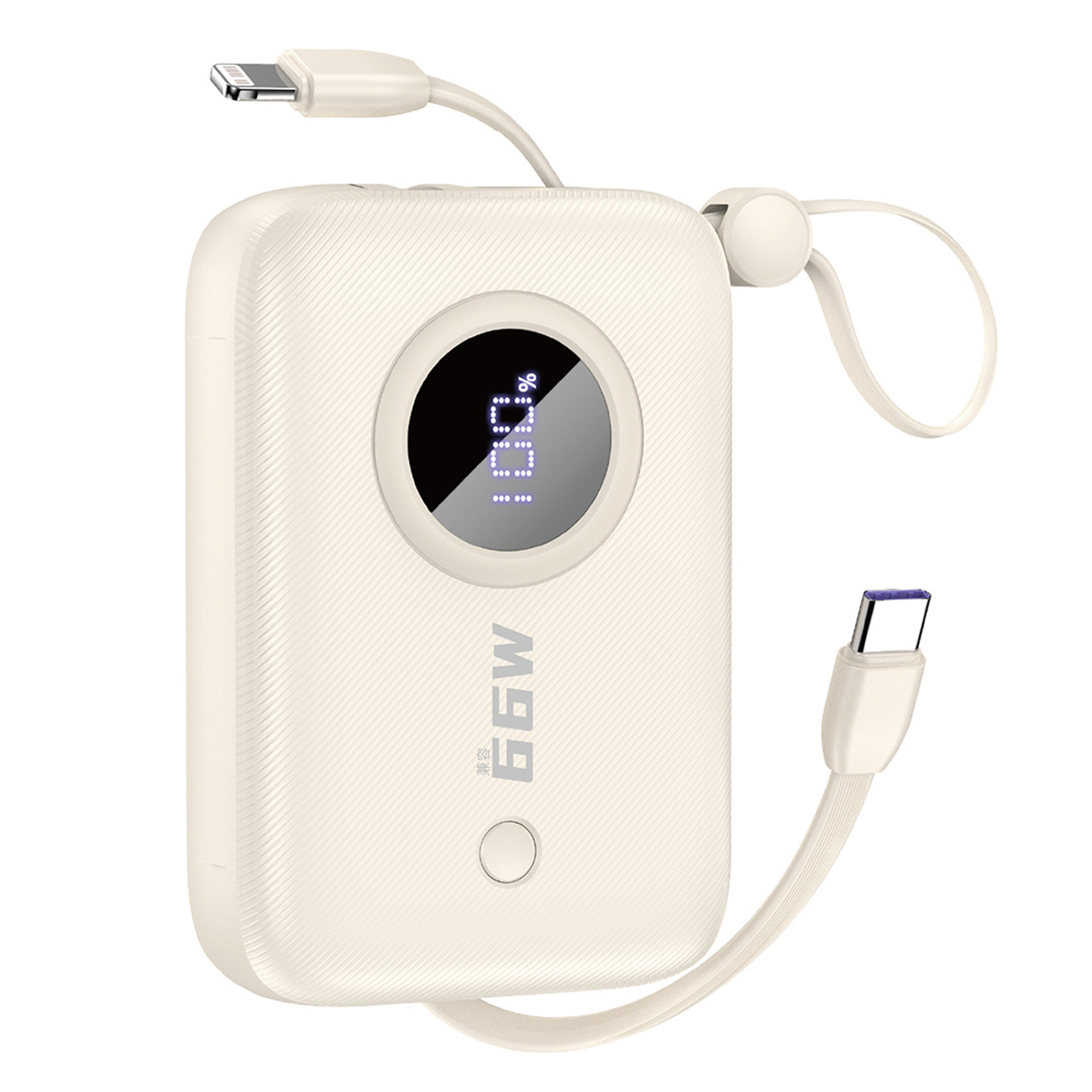 Dudao K14 10000mAh tehopankki USB-C / Lightning-kaapeleilla - beige