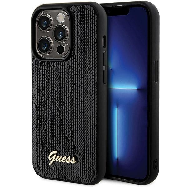 Guess Sequin Script Metal -suojakuori iPhone 13 Pro / 13:lle - musta