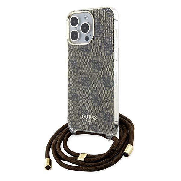 Guess Crossbody Cord 4G Print -suojakuori iPhone 15 Pro Maxille - ruskea