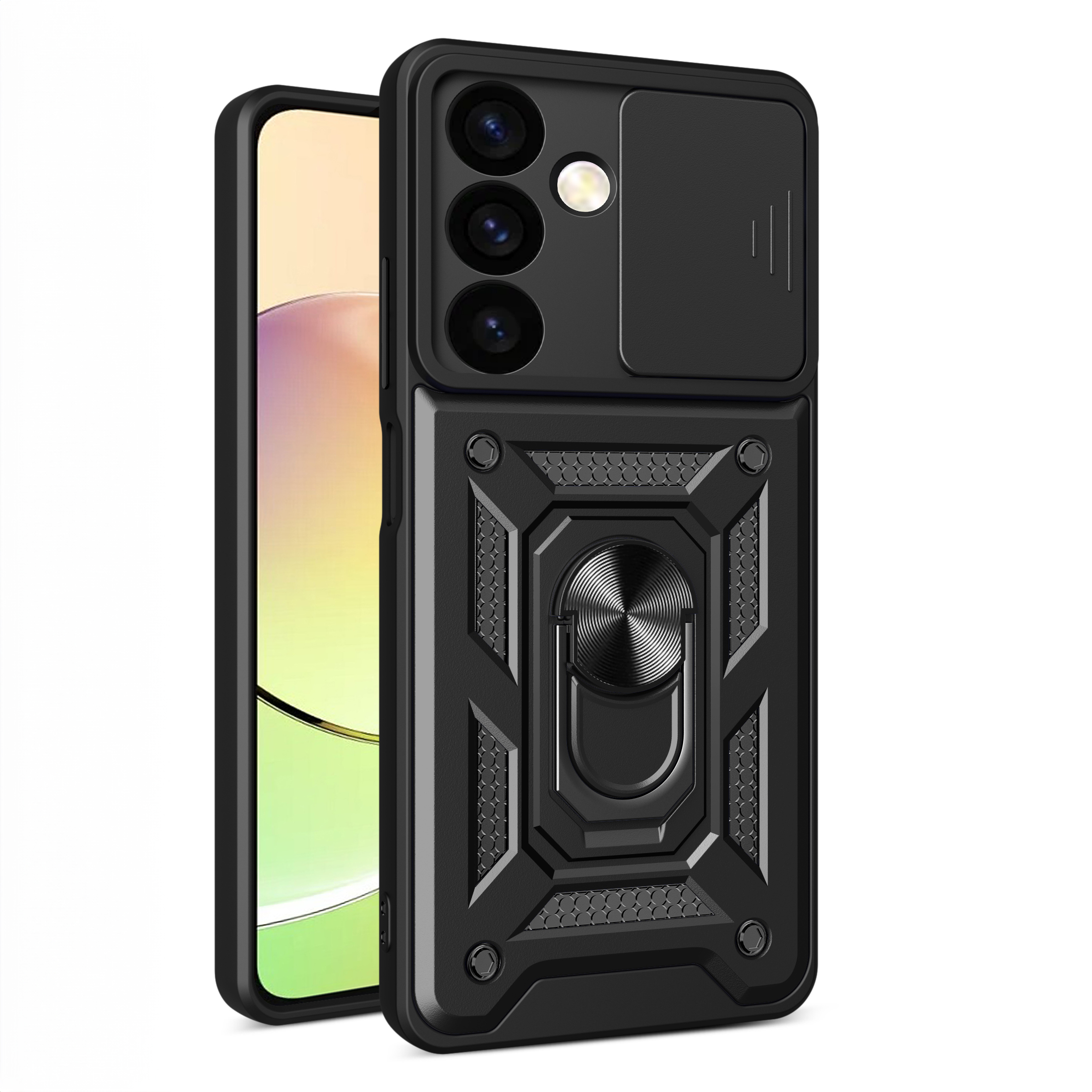 Hybrid Armor Camshield panssarisuojakuori Samsung Galaxy S24+:lle kamerasuojalla - musta