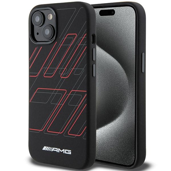 AMG Silicone Large Rhombuses Pattern MagSafe suojakuori iPhone 15/14/13:lle - musta
