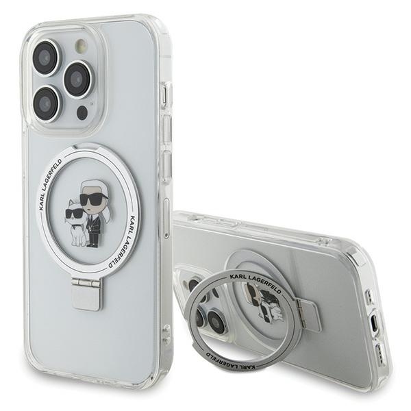 Karl Lagerfeld Ring Stand Karl&Choupette MagSafe suojakuori iPhone 13 Pro / 13:lle - valkoinen