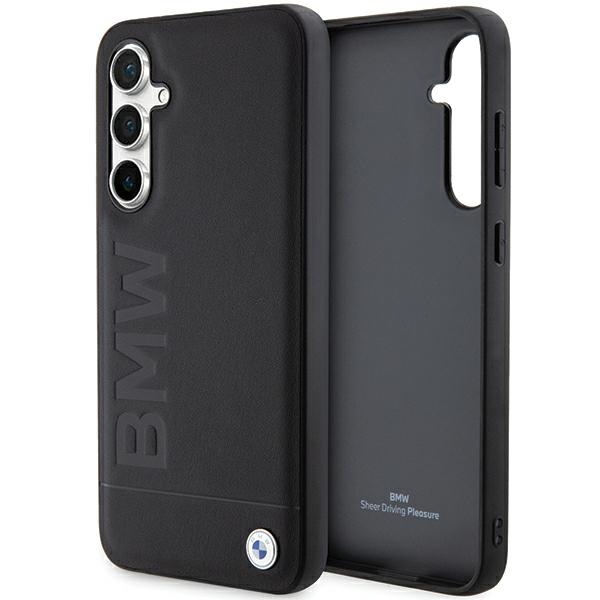 BMW Leather Hot Stamp Suojakuori Samsung Galaxy S23 FE:lle - musta/musta