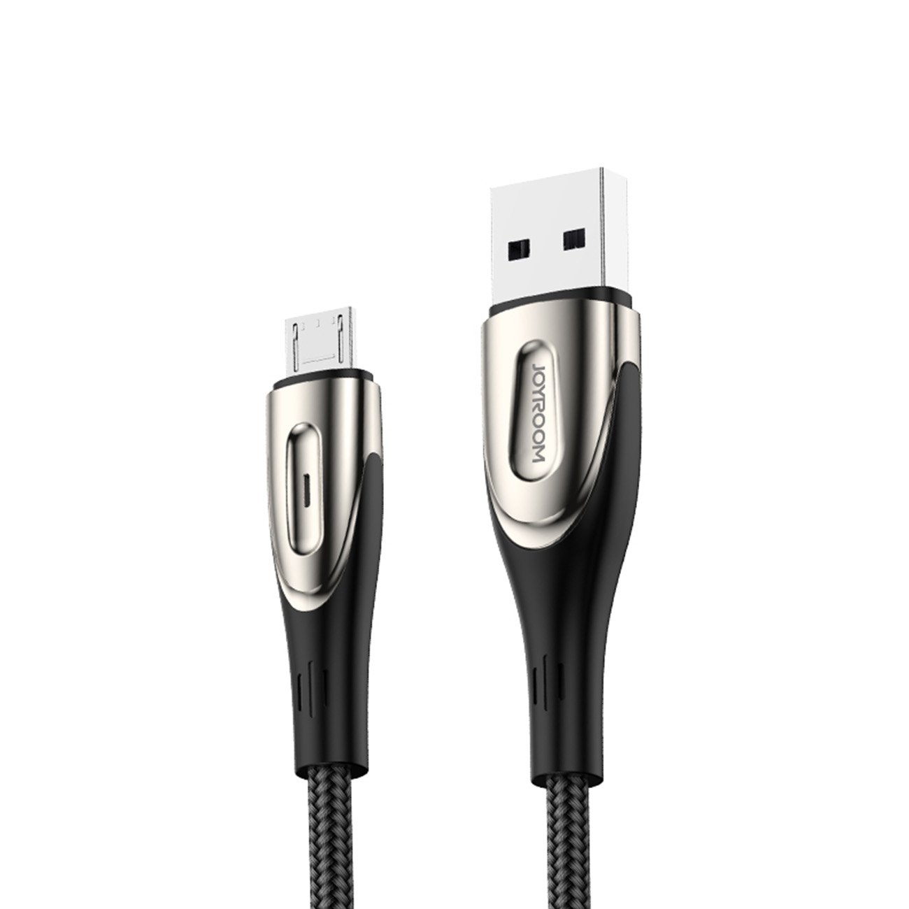 Joyroom Sharp Series S-M411 USB-A / micro USB 3A 1.2m kaapeli latausilmaisimella - musta