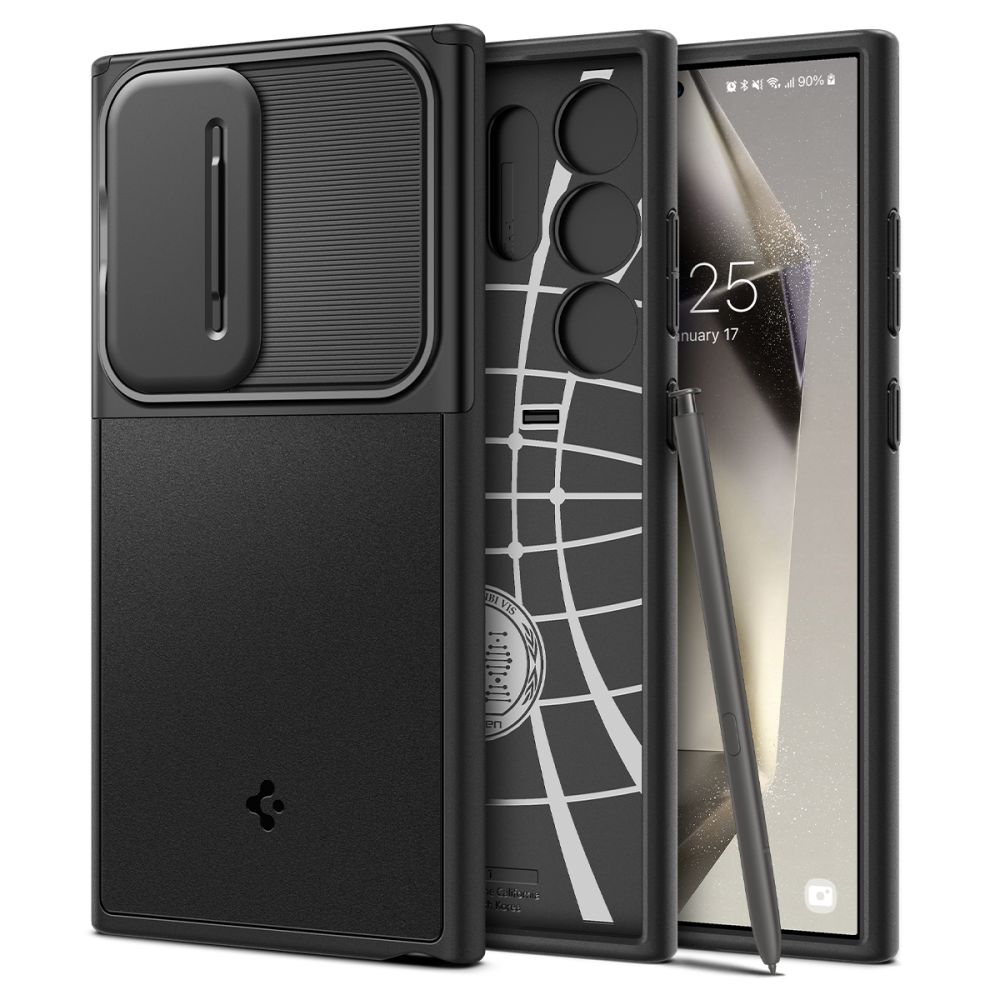Spigen Optik Armor suojakuori Samsung Galaxy S24 Ultra:lle musta