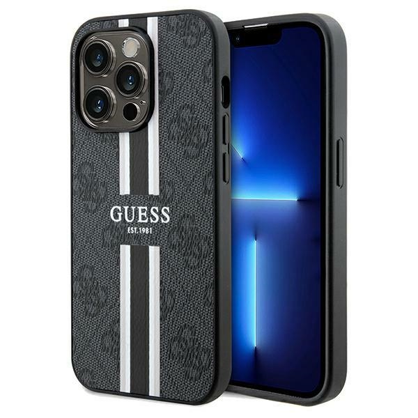 Guess 4G Printed Stripes MagSafe suojakuori iPhone 15 Pro Max:lle - musta