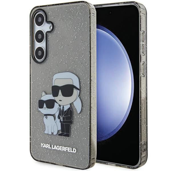 Karl Lagerfeld Glitter Karl & Choupette kovakuori Samsung Galaxy S24+:lle - musta/musta