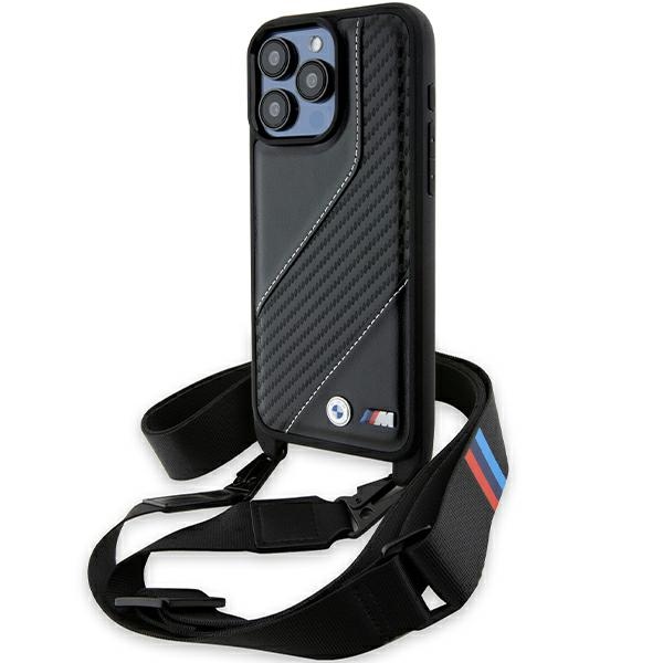 BMW M Edition Carbon Stripe & Strap Suojakuori iPhone 15 Pro:lle - musta