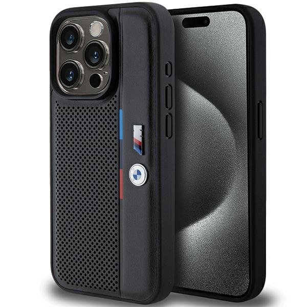 BMW Perforated Tricolor Line Suojakuori iPhone 15 Pro:lle - musta