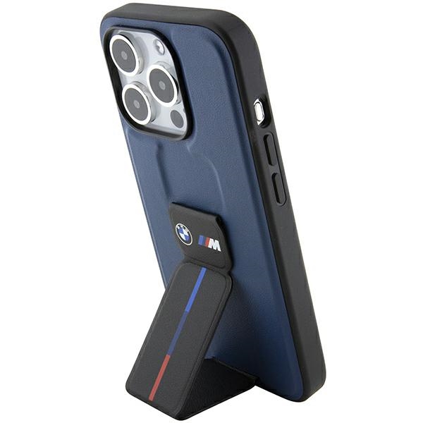 BMW M Grip Stand Bicolor Suojakuori iPhone 15 Pro:lle - laivastonsininen
