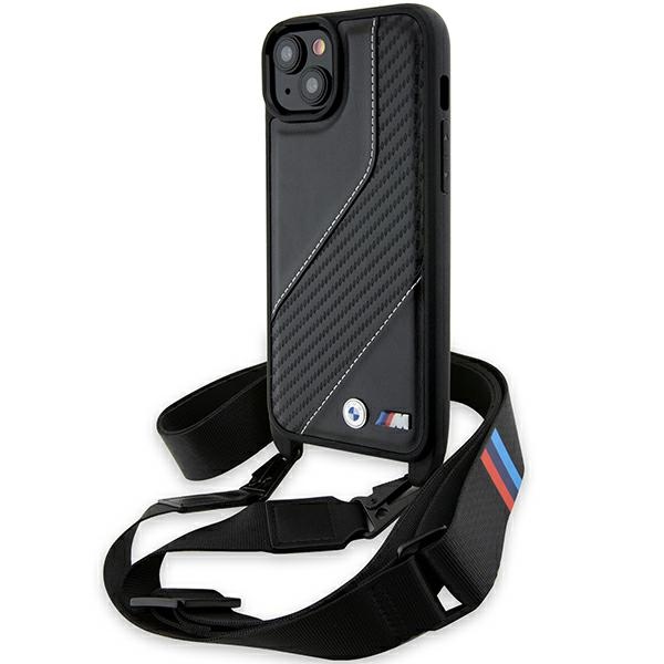 BMW M Edition Carbon Stripe & Hihna Suojakuori iPhone 15 / 14 / 13:lle - musta