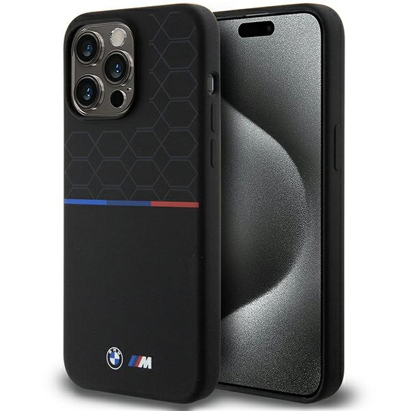 BMW M Silikoninen Pattern MagSafe Suojakuori iPhone 15 Pro Maxille - musta