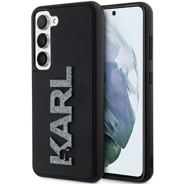 Karl Lagerfeld 3D Rubber Glitter Logo Suojakuori Samsung Galaxy S23+:lle - musta