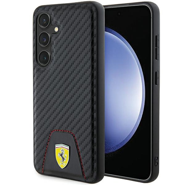 Ferrari Carbon Stitched Bottom suojakuori Samsung Galaxy S24:lle - musta