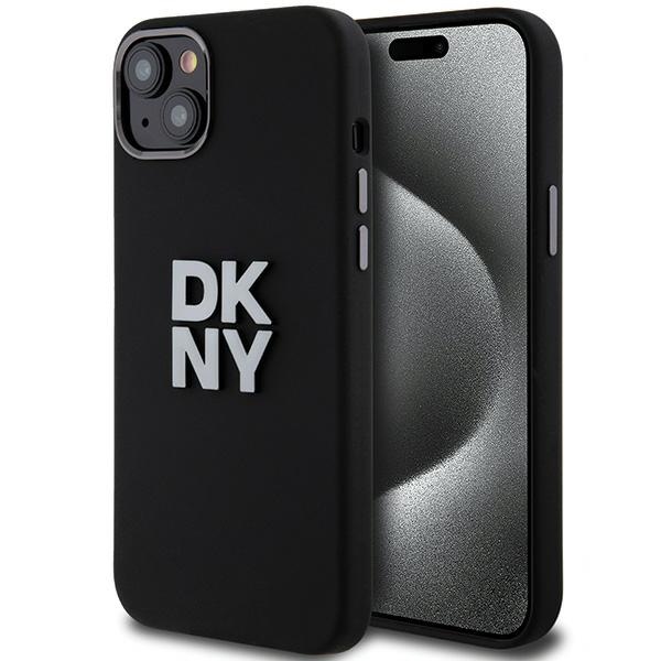 DKNY Liquid Silikoninen Metal Logo Suojakuori iPhone 15/14/13:lle - musta