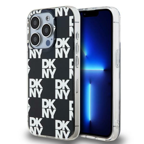 DKNY IML Ruudullinen Mono-kuvio Suojakuori iPhone 15 Pro Max:lle - musta
