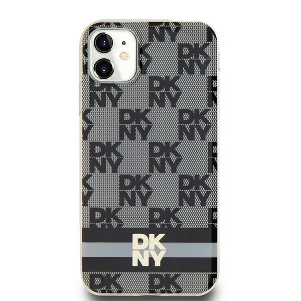 DKNY IML Ruudullinen Mono-kuvio ja Painetut Raidat MagSafe Suojakuori iPhone 11 / Xr:lle - musta