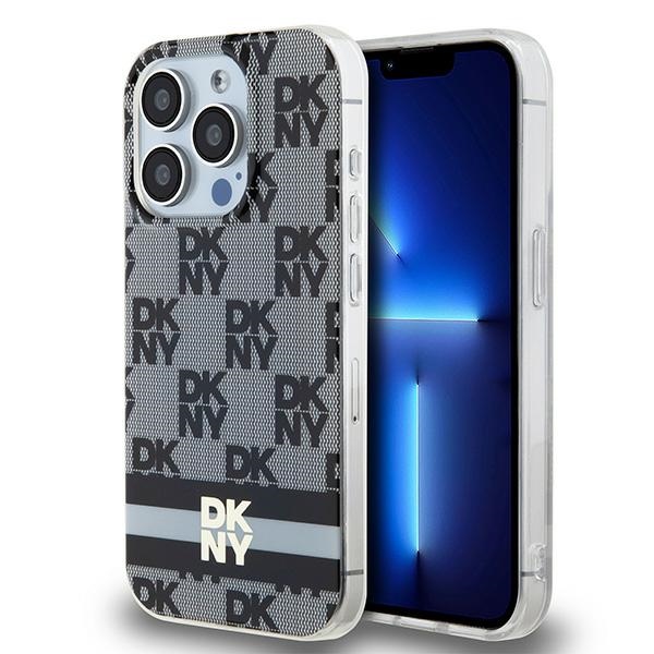 DKNY IML Ruudullinen Mono-kuvio ja Painetut Raidat MagSafe Suojakuori iPhone 13 Pro / 13:lle - musta