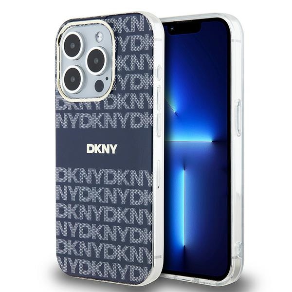 DKNY IML Mono ja Raita MagSafe Suojakuori iPhone 15 Pro:lle - sininen