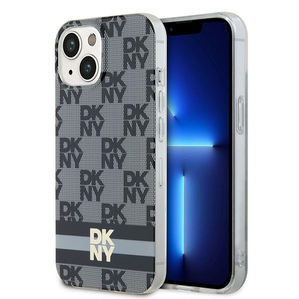 DKNY IML Ruudullinen Mono-kuvio ja Painetut Raidat MagSafe Suojakuori iPhone 15/14/13:lle - musta