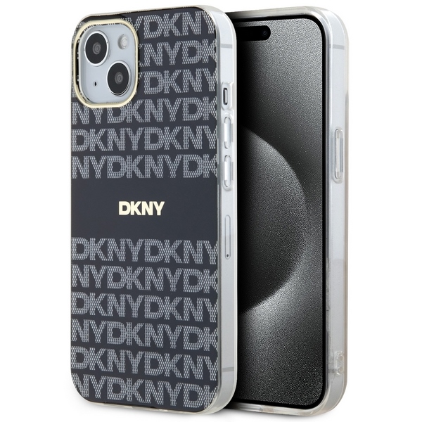 DKNY IML Mono ja Raita MagSafe Suojakuori iPhone 15/14/13:lle - musta