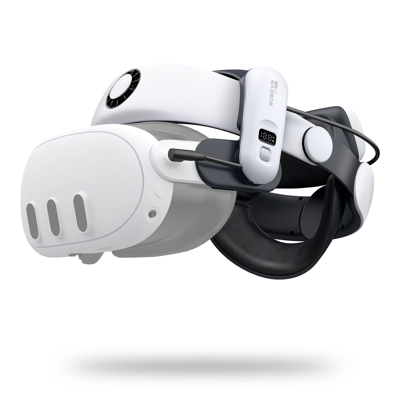 BoboVR S3 Pro Strap for Meta Quest 3 VR Headset + B100 External Battery - Black and White
