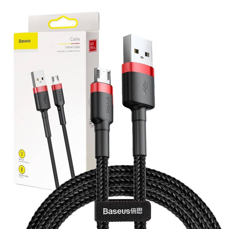 Baseus Cafule Micro USB -kaapeli 2A 3m (musta+punainen)