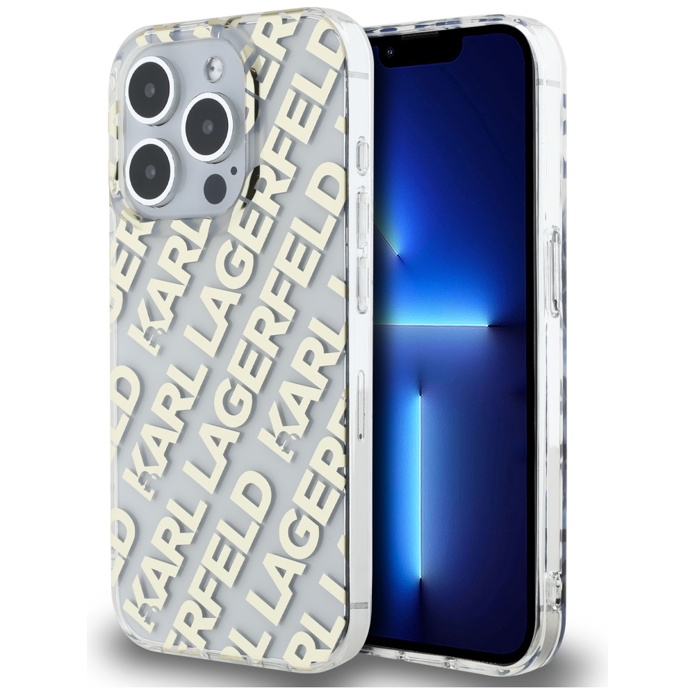 Karl Lagerfeld IML Fullover Logo Suojakuori iPhone 15 Pro:lle - kultainen