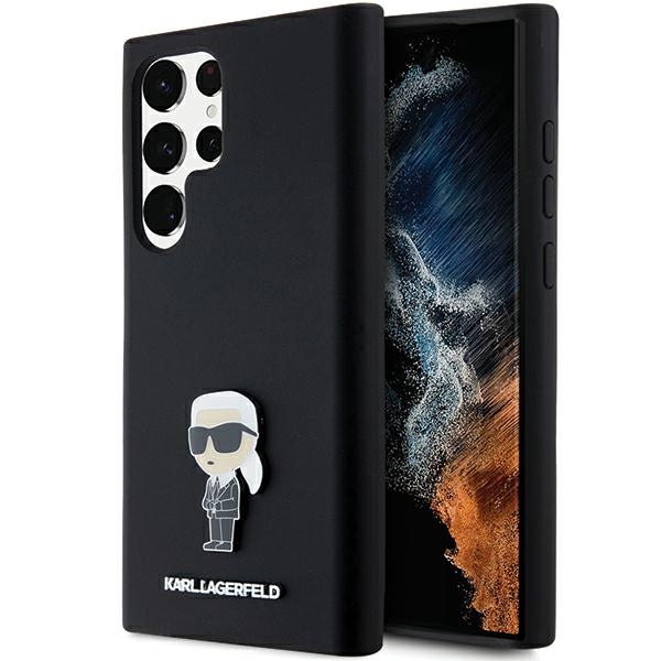 Karl Lagerfeld Silikoninen Ikonik Metal Pin Suojakuori Samsung Galaxy S24 Ultralle - musta