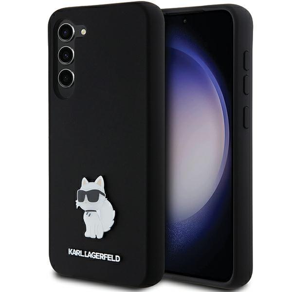 Karl Lagerfeld Silikoninen Choupette Metal Pin Suojakuori Samsung Galaxy S24+:lle - musta