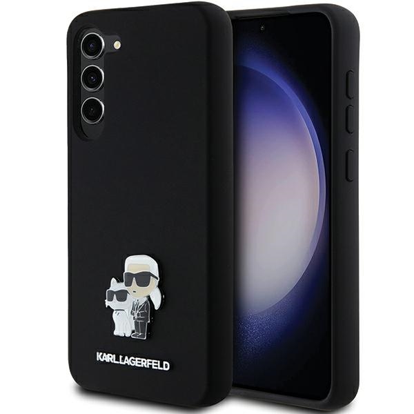 Karl Lagerfeld Silikoninen Karl & Choupette Metal Pin Suojakuori Samsung Galaxy S24+:lle - musta