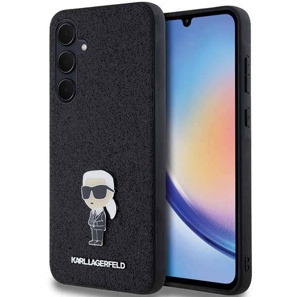 Karl Lagerfeld Fixed Glitter Ikonik Logo Metal Pin Suojakuori Samsung Galaxy A35:lle - musta