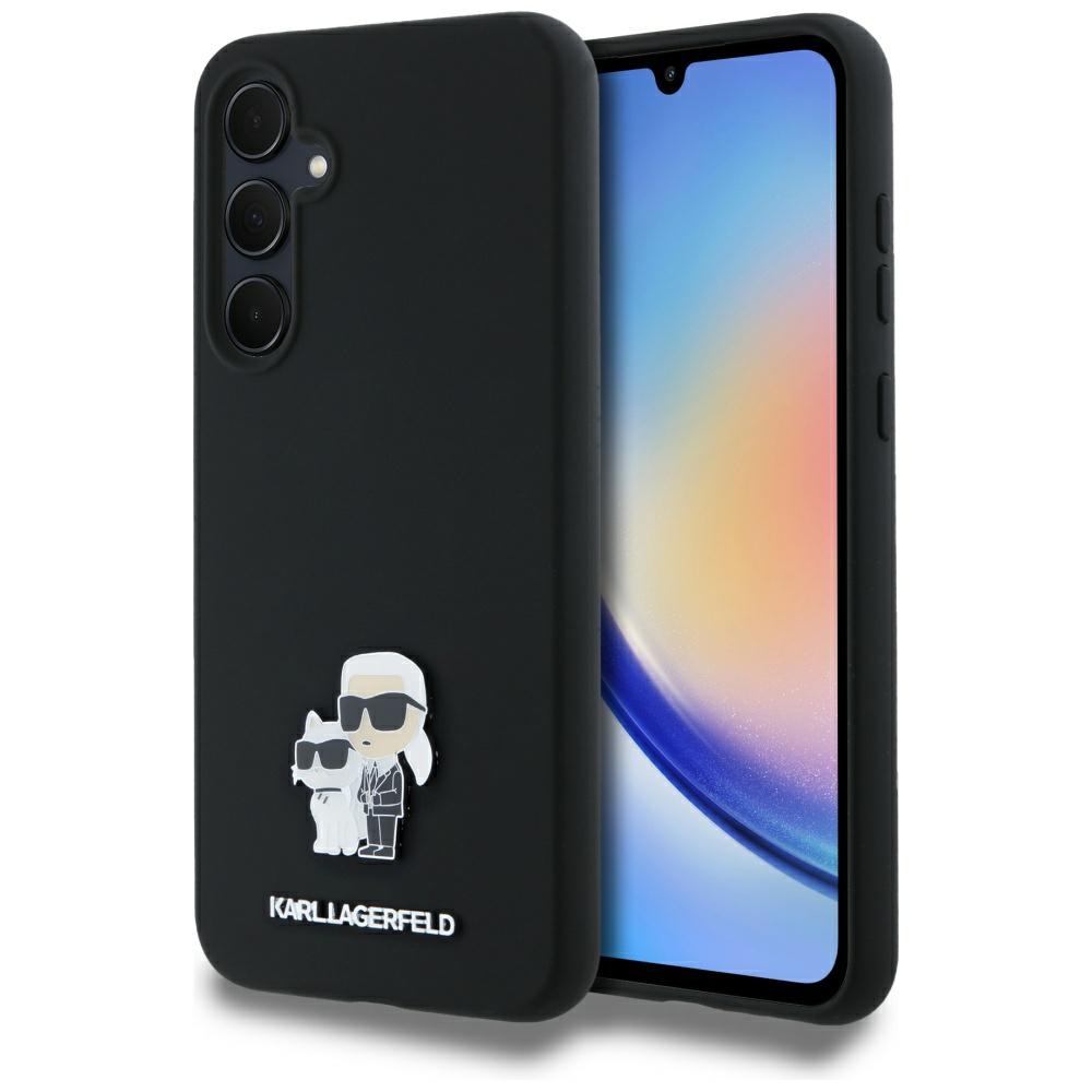 Original Pouch KARL LAGERFELD hardcase Silikoninen Karl&Choupette Metal Pin KLHCSA35SMHKCNPK Samsung Galaxy A35:lle musta