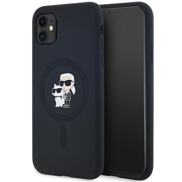 Karl Lagerfeld Silikoninen Karl&Choupette MagSafe Suojakuori iPhone 11 / Xr:lle - musta