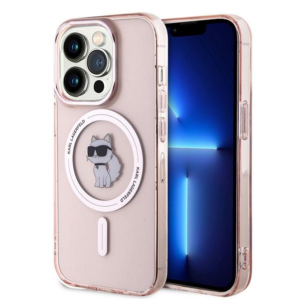 Karl Lagerfeld IML Choupette MagSafe Suojakuori iPhone 14 Pro Maxille - vaaleanpunainen