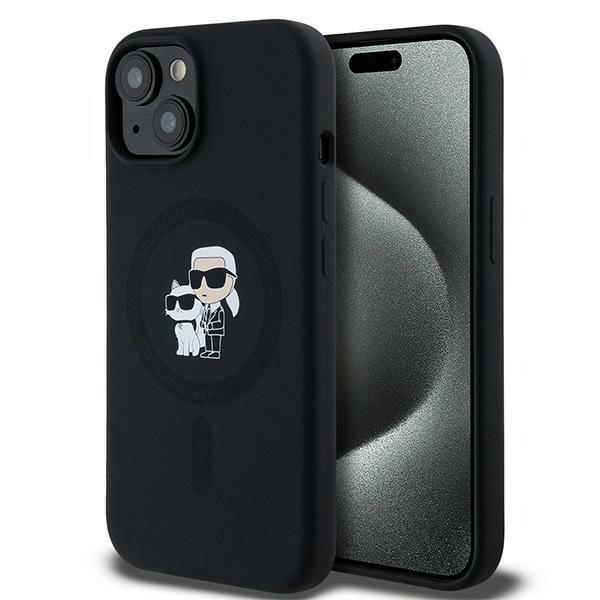 Karl Lagerfeld Silikoninen Karl&Choupette MagSafe Suojakuori iPhone 15 Plus / 14 Plus:lle - musta
