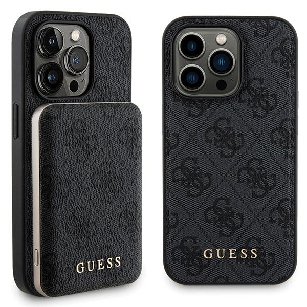 Guess 4G Metal Logo kotelo iPhone 13 Pro Max + 5000mAh MagSafe varavirtalähde - musta